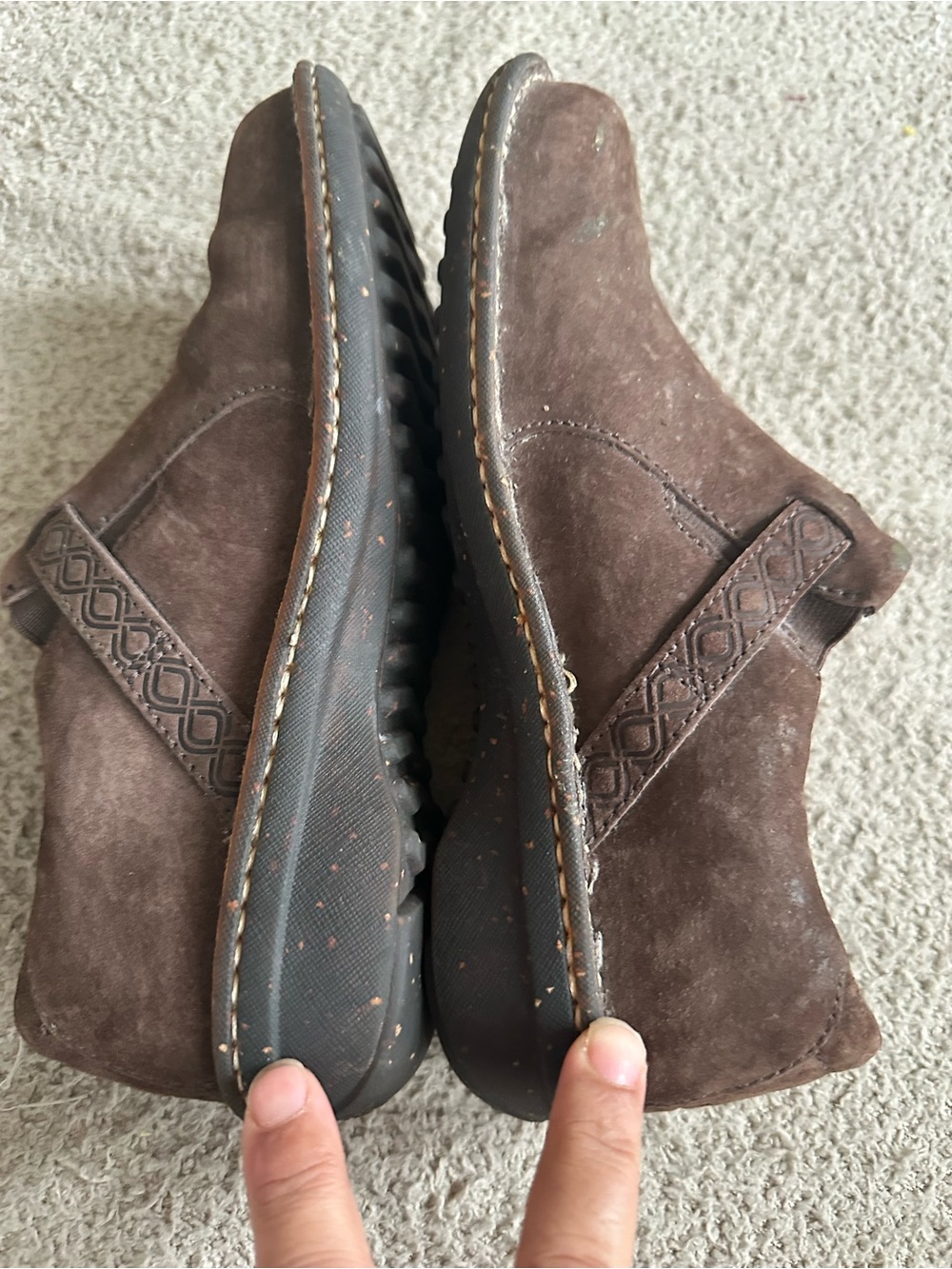 UGG Australia Brown Suede Shearling Fur Lined Buckle Slip On Mules Booties Clogs - Picture 2 of 12